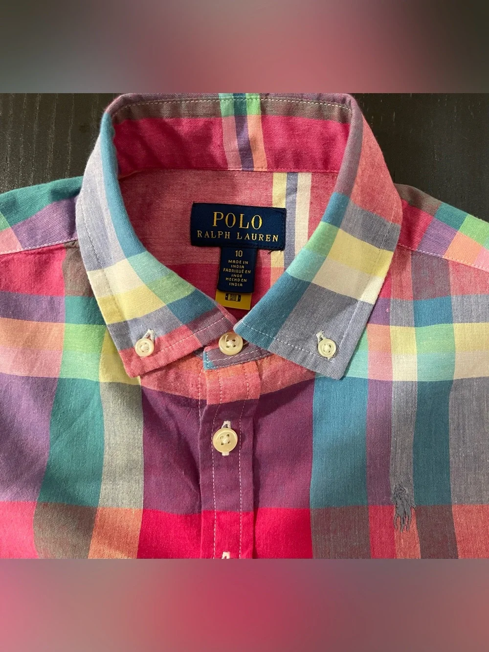 Polo by Ralph Lauren Multi-Color Madras Plaid Shirtdress